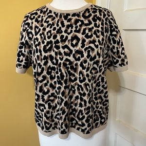 J. Crew short sleeve knit leopard print sweater